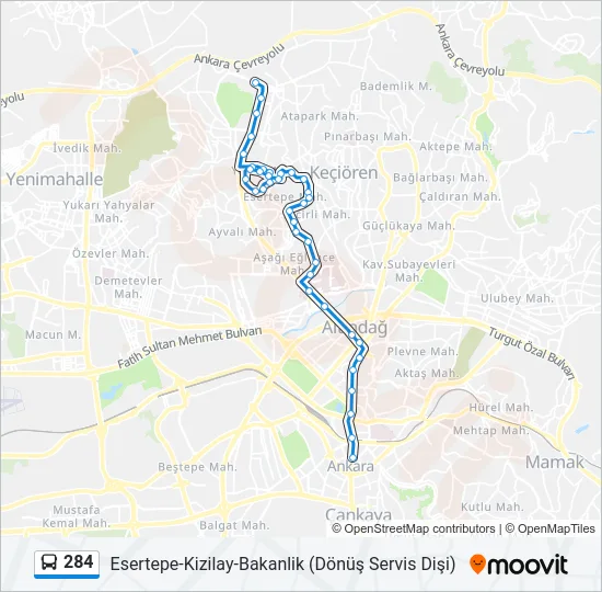 284 Bus Line Map