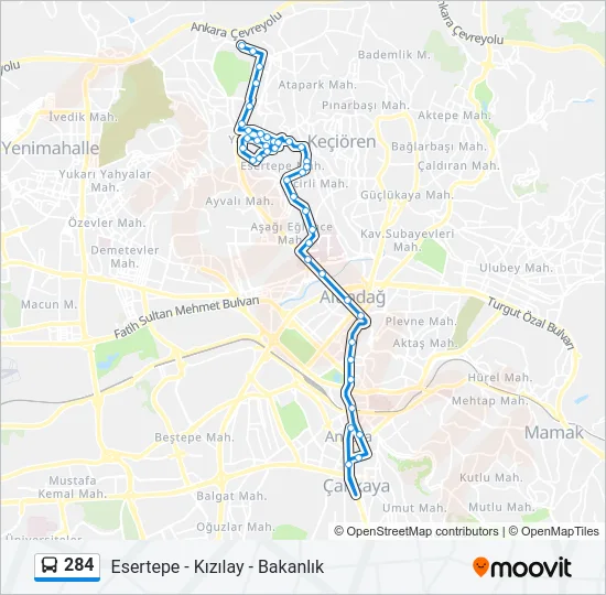 284 Bus Line Map