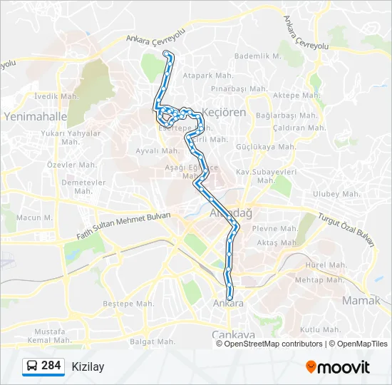 284 Bus Line Map