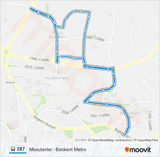 287 Bus Line Map