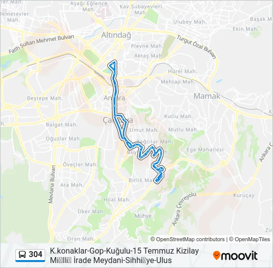304 Bus Line Map
