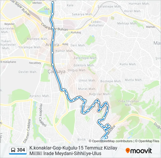 304 Bus Line Map