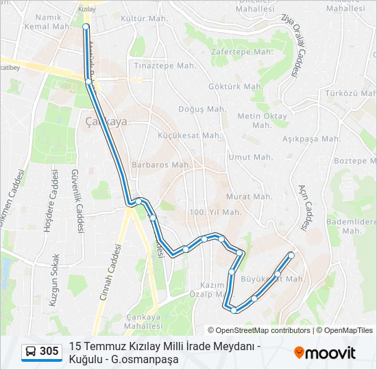 305 Bus Line Map