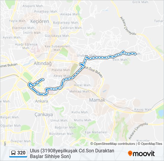 320 otobüs Hattı Haritası