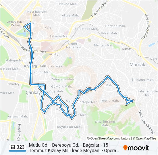 323 otobüs Hattı Haritası