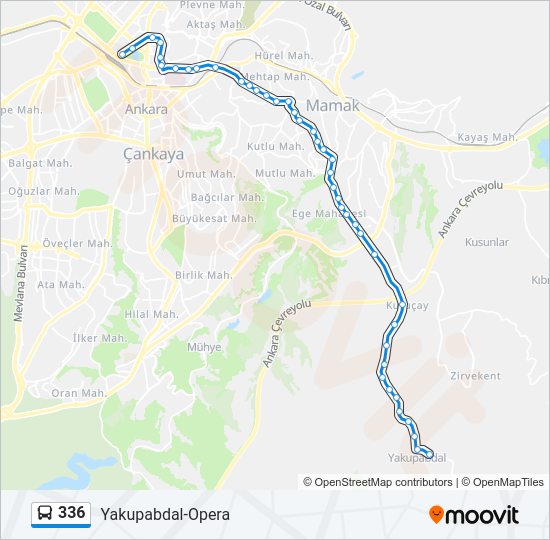 336 otobüs Hattı Haritası