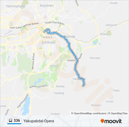 336 otobüs Hattı Haritası