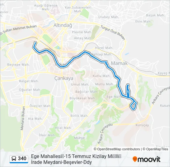 340 Bus Line Map