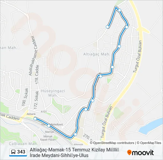 343 Bus Line Map