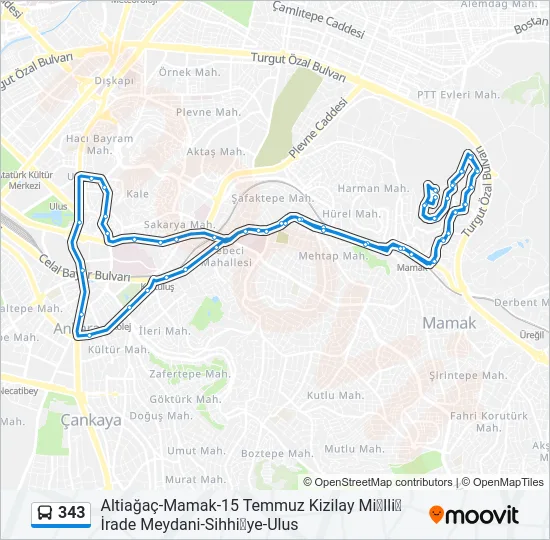 343 Bus Line Map