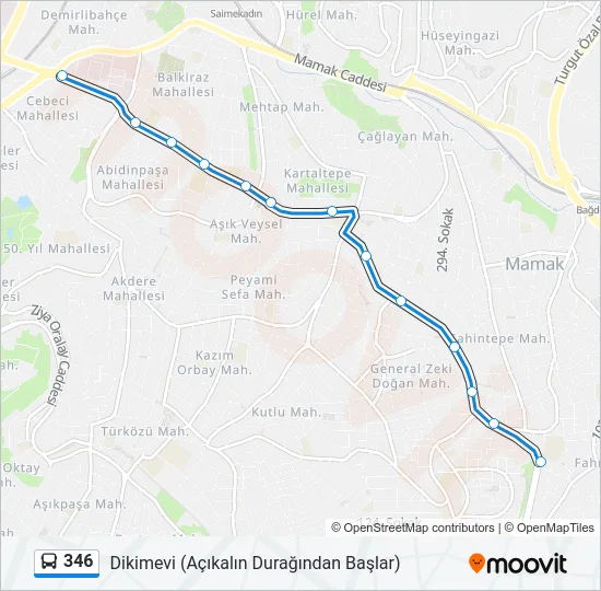 346 Bus Line Map