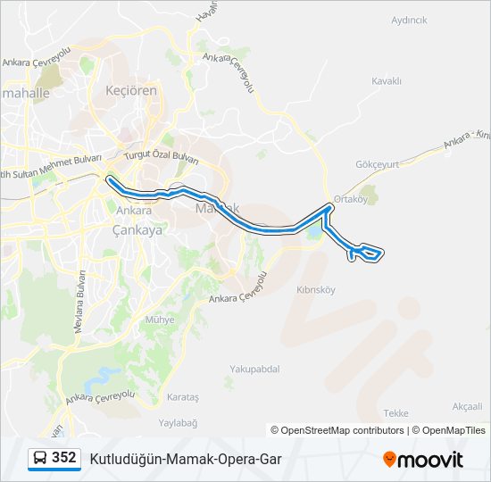 352 otobüs Hattı Haritası