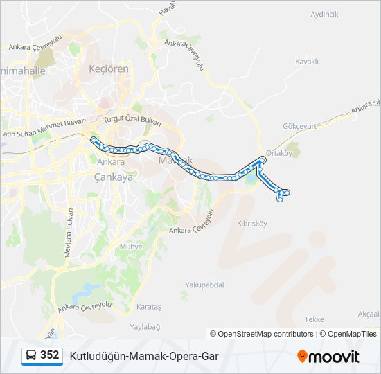 352 otobüs Hattı Haritası