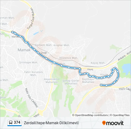 374 Bus Line Map