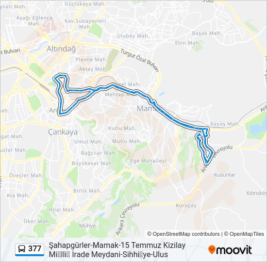 377 otobüs Hattı Haritası