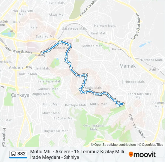382 Bus Line Map