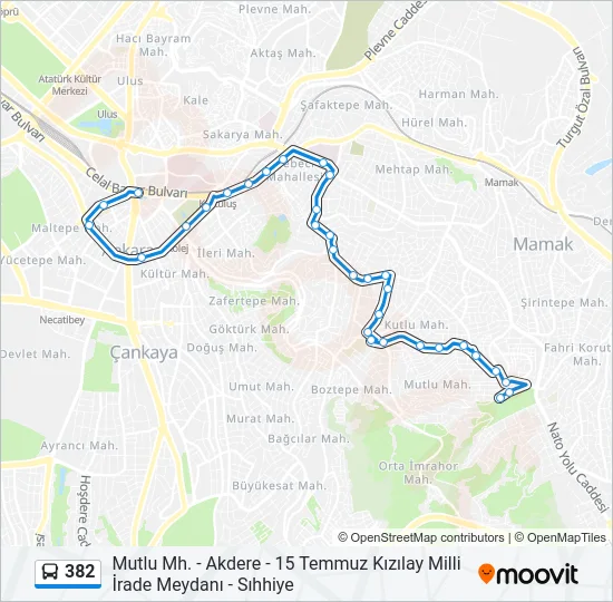 382 Bus Line Map