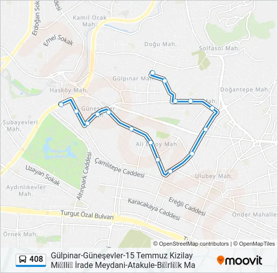 408 Bus Line Map
