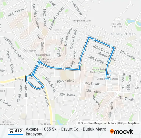 412 Bus Line Map