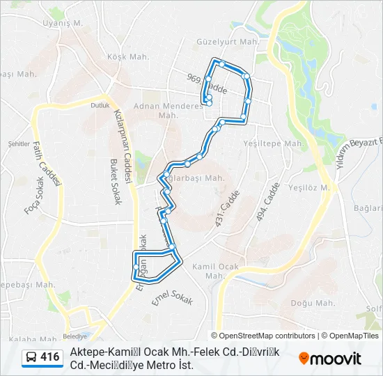 416 Bus Line Map