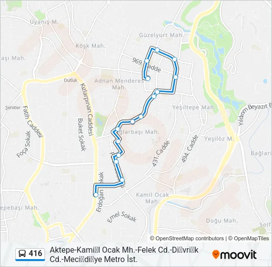 416 Bus Line Map