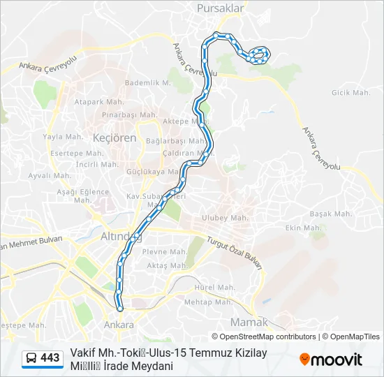 443 Bus Line Map