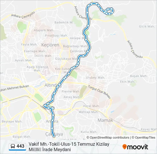 443 Bus Line Map