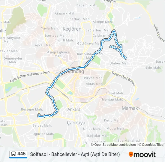 445 Bus Line Map