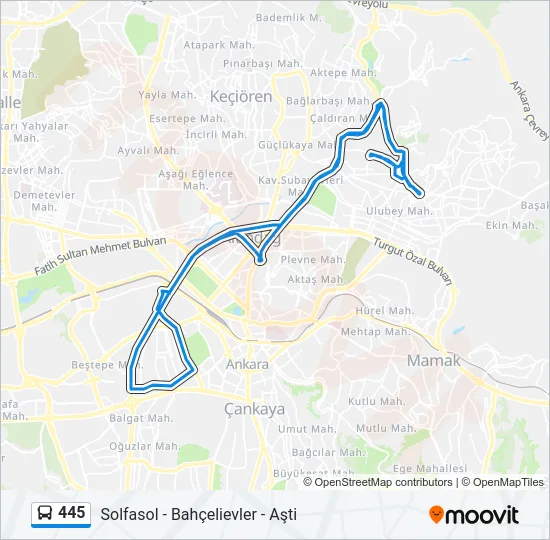445 Bus Line Map