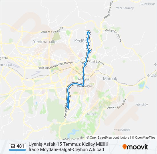 481 otobüs Hattı Haritası