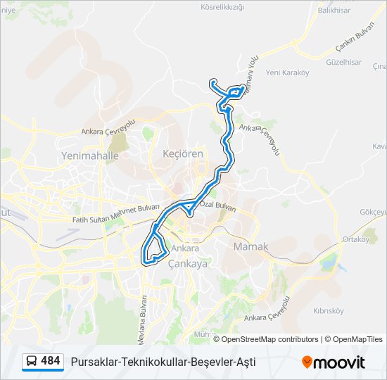 484 otobüs Hattı Haritası