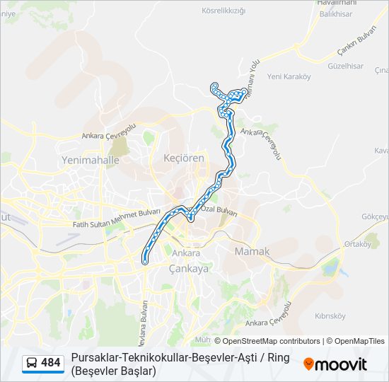 484 otobüs Hattı Haritası