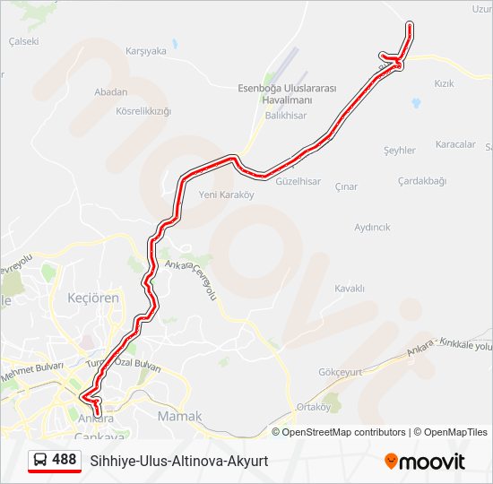 488 Route: Schedules, Stops &amp; Maps - Sihhiye-Ulus-Altinova-Akyurt (Updated)