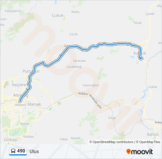 490 otobüs Hattı Haritası