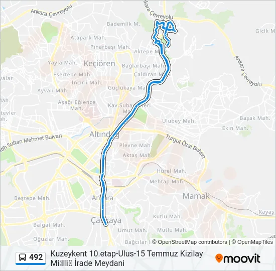 492 Bus Line Map