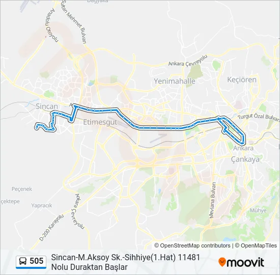 505 Bus Line Map