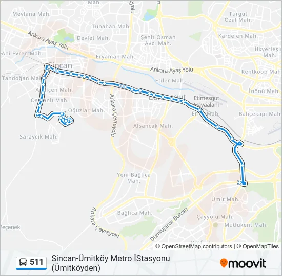 511 Bus Line Map