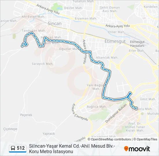 512 Bus Line Map