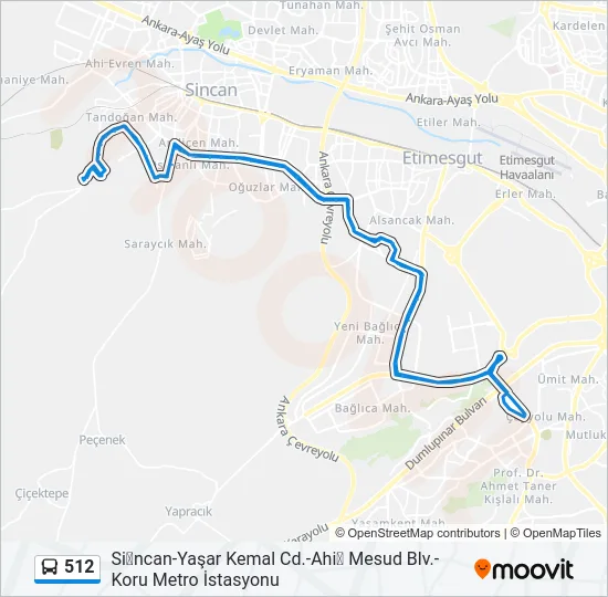 512 Bus Line Map