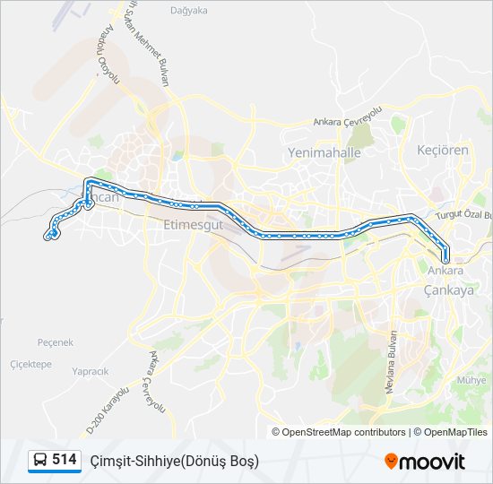 514 otobüs Hattı Haritası