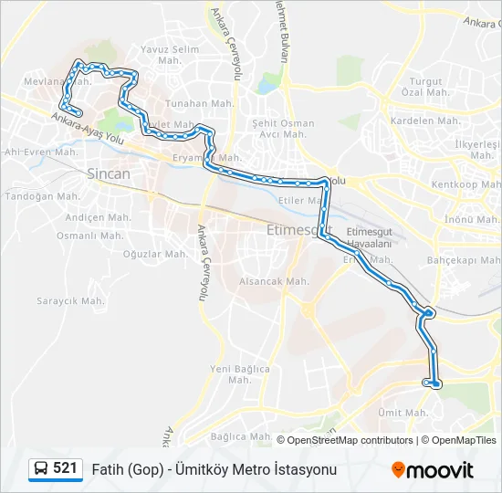 521 Bus Line Map