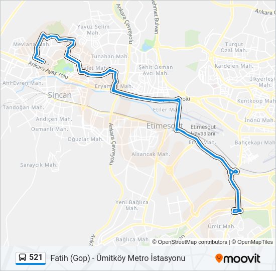 521 Bus Line Map