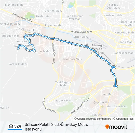 524 Bus Line Map