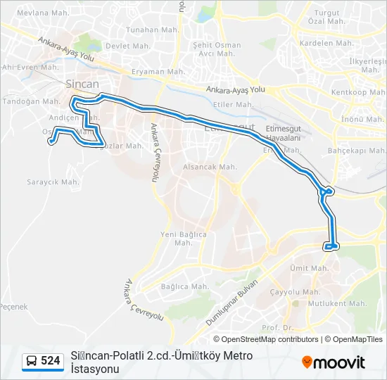 524 Bus Line Map
