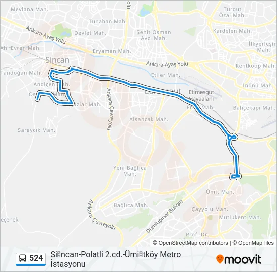 524 Bus Line Map