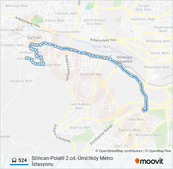 524 Bus Line Map