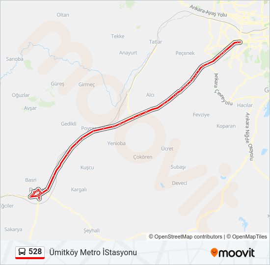 528 otobüs Hattı Haritası