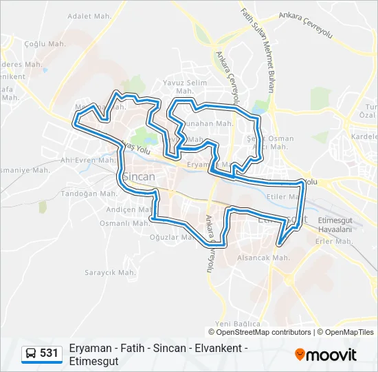 531 Bus Line Map