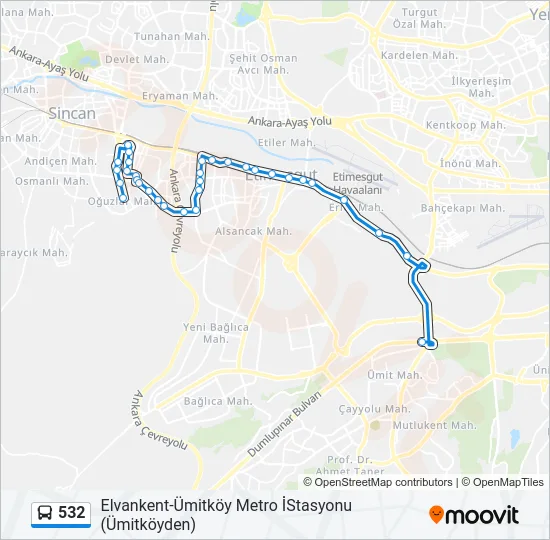 532 Bus Line Map