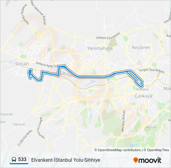 533 Bus Line Map